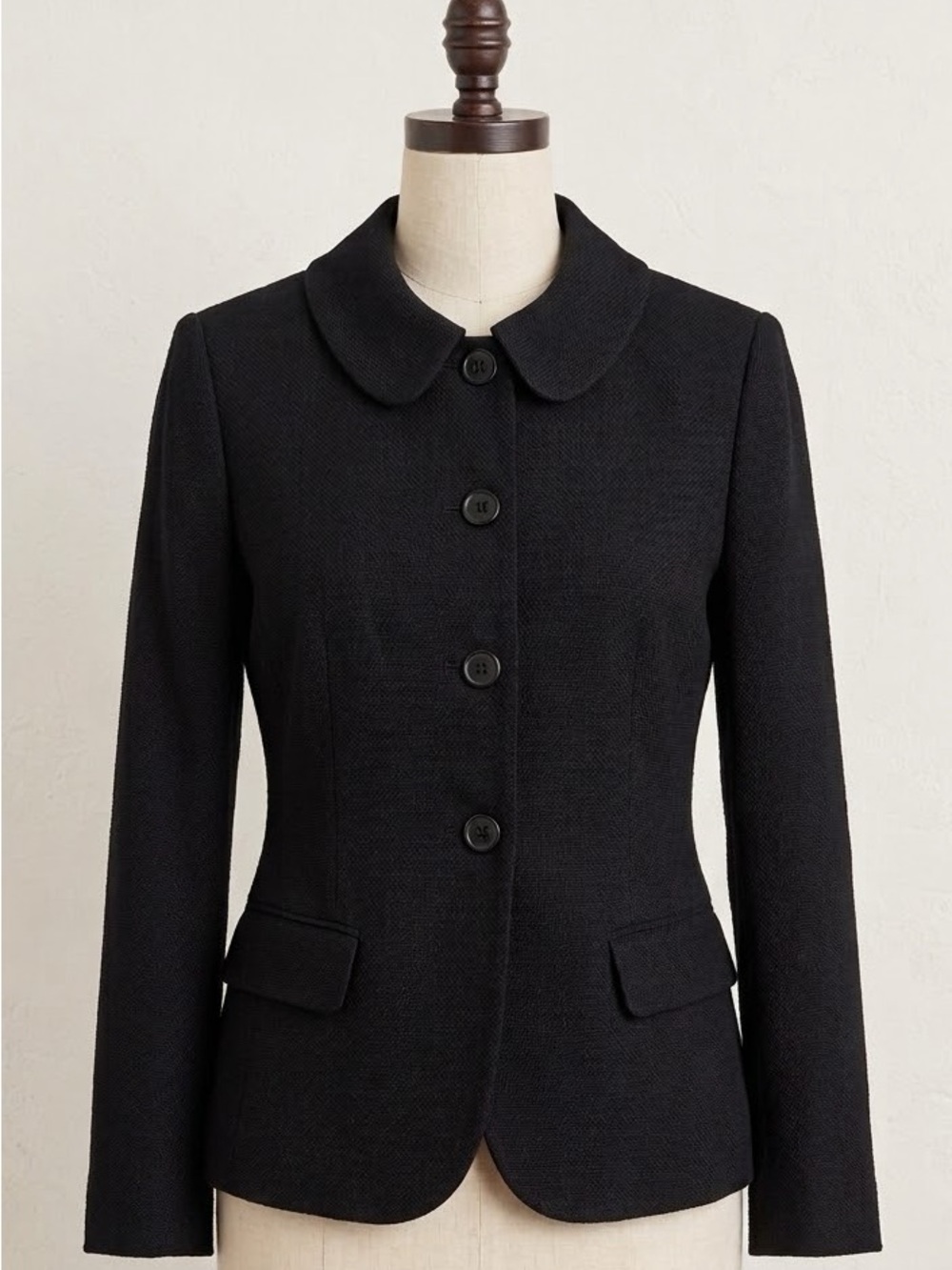 Vintage Max Studio 100% Wool Black Blazer Jacket 10 Dark Academia Coquette Goth